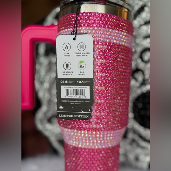 💎🩷NWT-HYDRAPEAK LIMITED ADDITION 40oz PINK BLING FOOTBALL TUMBLER💎🩷 - Picture 10 of 10
